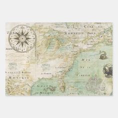 ANTIQUE MAP HEAVY WEIGHT DECOUPAGE WRAPPING PAPER SHEETS | Zazzle Botanical Collage, Dimensional Wall Decor, America Map, Rsvp Postcard, Detailed Map, Book Images, Antique Map, Decoupage Paper