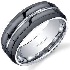 men's wedding band with black ceramic inlay