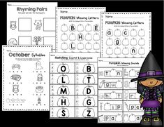 pumpkin themed printable worksheets for beginning and ending sounds