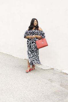 I feel like a million bucks in this dress from @diaandco the off the shoulder look is so in this summer! Add any pop of color to make this dress stand out! #MyDiaStyle | Women's Fashion | Plus Style Plus Style, Black White Maxi Dress, White Maxi Dress, Dress Stand, White Maxi, This Summer