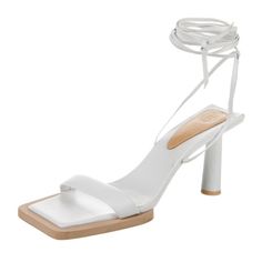 Lightly Used White Leather Trim Wrap-Around Straps & Tie Closures 3.75 Inch Heel Includes Dust Bag Jacquemus Heels, Jacquemus Shoes, Leather Trim, White Leather, Leather Trims, Leather Sandals, Shoes Women Heels, Dust Bag, Shoes Heels