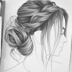 a pencil drawing of a woman's hair