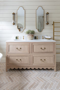 Dijon tumbled limestone tiles are a metro shaped tile that can be laid in an array of patterns. The mineral and fossil detail evident in this stone, make it a perfect choice for those wanting a rustic appearance to their space. Horizontal Shiplap Bathroom, Horizontal Shiplap, Studio Mcgee Bathroom, Mcgee Bathroom, Herringbone Tiles, Armac Martin, Shiplap Bathroom, Indoor Tile, Brass Cabinet Hardware