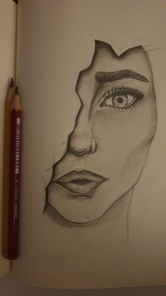 a pencil drawing of a woman's face