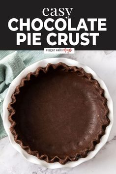 an easy chocolate pie crust in a white bowl