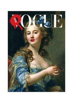 a painting of a woman with red lipstick on the cover of magazine rocquet