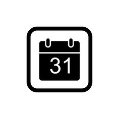 a black and white calendar icon with the number 31 on it's front page