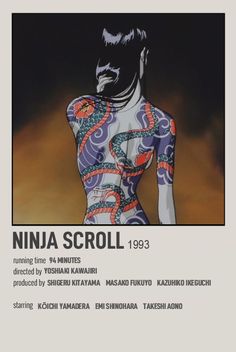 the poster for ninja scroll, featuring an image of a woman's body and head