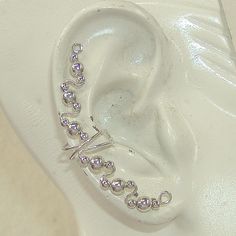 Ear Cuff Long Silver Wire Design with Smooth Silver Beads ($22) (Guys, I love ear cuffs so much.) Ear Band, Silver Jewelry Diy, Wire Design, Wrap Earrings, Tourmaline Jewelry, Tiny Studs, Beaded Cuff, Tiny Stud Earrings, Silver Jewelry Rings