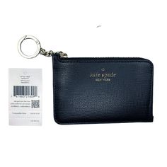 Kate Spade New York Darcy Medium L-Zip Cardholder Nwt Black Refined Grain Leather Two Way Spade Jacquard Lining Exterior 4 Credit Card Slots/Slip Pockets Zip Closure Kate Spade Pinmount Logo Style #Wlr00595 Dimensions H: 3.4” X W: 5” Retail $99 Kate Spade Wallets With Zipper Closure, Kate Spade Wallets With Zipper Closure For Everyday, Kate Spade Travel Wallets With Zipper, Kate Spade Travel Wallet With Zipper Closure, Kate Spade Luggage, Flower Coat, Elephant Bag, Kate Spade Disney, Kate Spade Card Holder