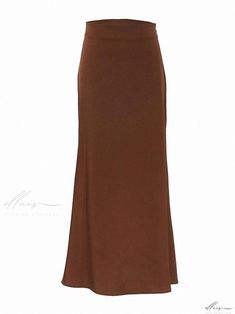 Elluis - Premium Satin Fish Tail Midi Skirt with Exquisite Umbrella Pleats - Extended Length Fitted Long Brown Skirt, Elegant Flowy Brown Maxi Skirt, Elegant Brown Flowy Maxi Skirt, Elegant Brown Maxi Skirt For Party, Elegant Brown Full-length Maxi Skirt, Elegant Brown Full Length Maxi Skirt, Elegant Brown Maxi Skirt, Fitted Brown Lined Maxi Skirt, Brown Fitted Maxi Skirt For Party