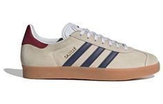 adidas Originals Gazelle Indoor 'Off White Dark Blue Gum' IE0546 - KICKS CREW Adidas Gazelle Beige, 70s Converse, Nike X Travis Scott, Ugg Ultra Mini, Converse Run Star Hike, Adidas Originals Gazelle, Burgundy Heels, Converse Run Star, Nike Air Max Plus