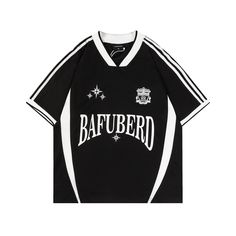 a black and white shirt with the word baufberd written in white on it