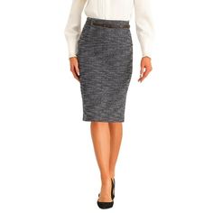 This tweed skirt is crafted from a classic tweed fabric, exuding timeless elegance and sophistication. The belt waist adds a touch of modernity and versatility to the skirt. The H-line cut of this skirt offers a universally flattering fit, complementing various body types. Feel confident and comfortable while exuding effortless style in this office-appropriate tweed skirt.  Measurement (in inches) Size----------Length----------Waist----------Hip XS----------------25.1---------------26.0--------- Skirt Measurement, Bodycon Pencil Skirt, Office Skirt, Tweed Skirt, Tweed Fabric, Work Wear Women, Denim Midi Skirt, Women's Belt, Plus Size Womens Clothing