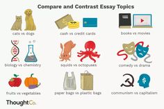 an image of comparing compare and contrast in different types of things to write on paper