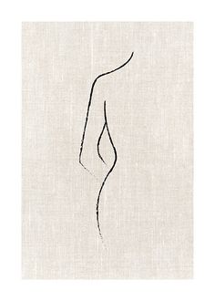 a line drawing of a woman's torso in black ink on white linen fabric