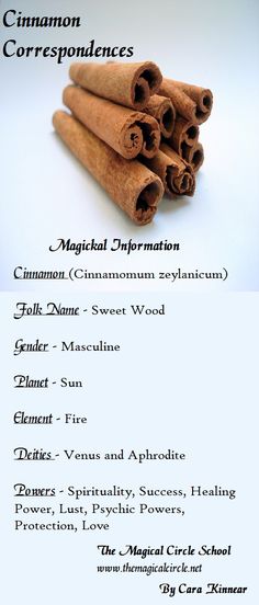 Magic Properties Of Cinnamon, Cinnamon Correspondences, Cinnamon Magical Properties, Witchcraft Cinnamon, Cinnamon Witchcraft, Pagan Correspondences