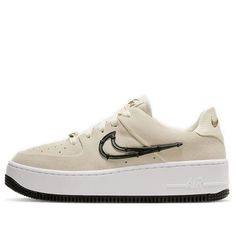 Nike Womens WMNS Air Force 1 Sage Low LX 'Cream' Light Cream/Black/Metallic Gold/White CI3482-200 Nike Sporty Custom Sneakers In Beige, Nike Beige Custom Sporty Sneakers, Nike Sporty Custom Beige Sneakers, Cream Sporty Sneakers For Skateboarding, Nike Cream Skate Shoes With Gum Sole, Sporty Cream Nike Air Force 1 For Casual Wear, Cream Nike Air Force 1 Sporty Sneakers, Nike Air Force 1 Cream For Streetwear, Sporty Nike Air Force 1 In Cream