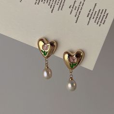 Heart Pearl Earrings, Spring Earrings, Dope Jewelry, Metal Heart, Funky Jewelry, Trendy Earrings, Girly Jewelry