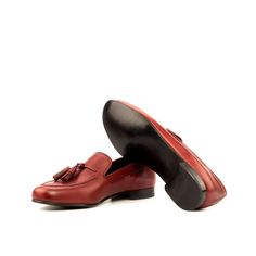 Ambrogio 3652 Bespoke Men's Shoes Red Calf-Skin Leather Tassels Loafers (AMB1311)-AmbrogioShoes Jodhpur Boots, Red Slippers, Heeled Chelsea Boots, Gentleman Shoes, Black Order, Custom Made Shoes, Botas Chelsea, Brogue Boots, Tassel Loafers