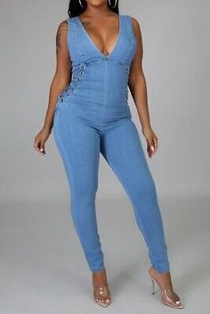 Fitted Jumpsuit, Denim And Lace, Denim Jumpsuit, Everyday Wardrobe, Stretch Denim, Jumpsuits For Women, Trendy Fashion, Timeless Fashion, Pant Jumpsuit