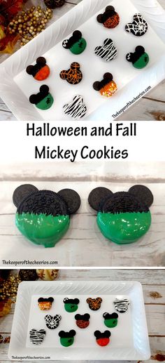 halloween and fall mickey cookies on a plate