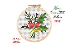 a cross stitch pattern with flowers and leaves in the hoop, on a white background