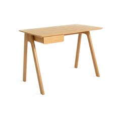 a small wooden desk with two drawers on one side and an open drawer on the other