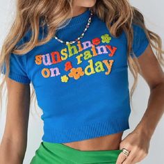 Home · SO FUN MART · Online Store Powered by Storenvy Sunshine On A Rainy Day, Slim Fit Crop Top, Star Trek Cosplay, Aesthetic Streetwear, On A Rainy Day, Summer Crop Tops, Sleeves Clothing, Knitted Tops, Graphic Tops