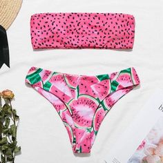 Swimsuit Aesthetic, Bandeau Swimwear, Push Up Swimsuit, Bandeau Swimsuit, Swimsuit Design, Swimwear Women, Swimwear Sets, Print Swimsuit, Womens Bathing Suits