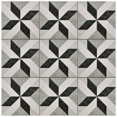 black and white geometric tiles with different shapes