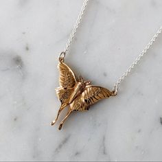 Your choice of a sterling silver or bronze beautifully detailed luna moth pendant hanging from a sterling silver chain. Moth Pendant, Moth Necklace, Lunar Moth, Wax Seal Necklace, Beautiful Butterfly Photography, Witch Diy, Stylist Tattoos, Luna Moth, Classic Engagement Rings