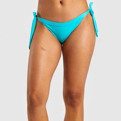 Brand New Turquoise Tie-side Bottom Swimwear For Pool, Turquoise Tie-side Swimwear For Pool, Turquoise Tie-side Bottom Swimwear, Turquoise Tie-side Bottom Swimwear For Beach, Mermaid Bathing Suit, Black Monokini, High Neck Sports Bra, Sport Bikinis, Pink Swimsuit