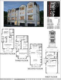 the floor plan for this three story home