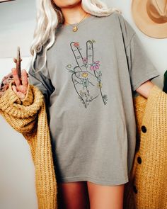 Cotton Short Sleeve T-shirt With Peace Sign, Cotton Peace Sign Short Sleeve T-shirt, Casual Cotton T-shirt With Peace Sign, Summer Crew Neck Top With Peace Sign, Casual Short Sleeve Tops With Peace Sign, Queen Of Hearts Valentines, Boho Valentines, Boho Valentine, College Clothes