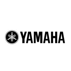 the yamaha logo is shown in black and white