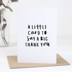 a little card to say a big thank you in black ink on a white background