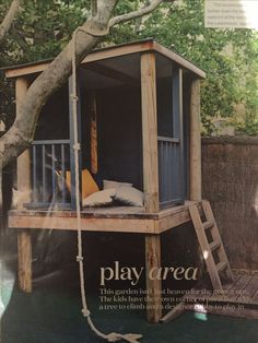 a tree house is featured in the magazine play area