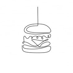 a black and white drawing of a hamburger