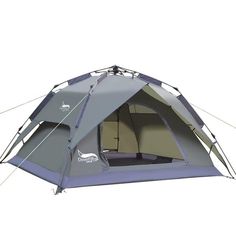 an image of a tent set up with the inside door open on a white background