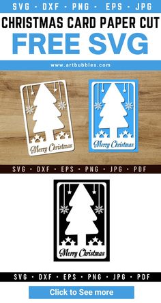 the christmas card paper cut is shown in three different colors and sizes, including one with a