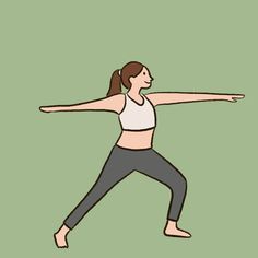 a woman is doing yoga with her arms outstretched