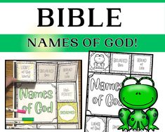 the bible name of god with green frog on it