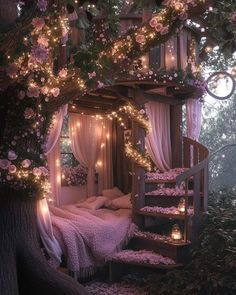 Fairy House Interior Ideas, Fairy House Aesthetic, Enchanted Forest Bedroom Ideas, Fairy Home Aesthetic, Fairy Bedding, Fairy Rooms, Fairy Room Aesthetic, Elven Bedroom, Kids Room Theme