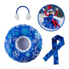 an inflatable float, headphones and lanyard for the elf on the shelf