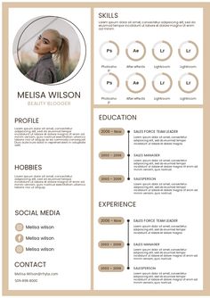 a professional resume template with an image on the top and bottom corner, in beige tones