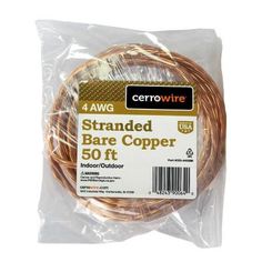 copper colored stranded bare copper wire, 25 ft spools / roll by cerowire