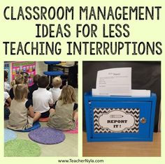 classroom management ideas for less teaching interruptions with pictures of children sitting on the floor