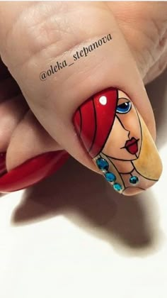 Face Nail Designs, Bridal Nail Art Designs, Face Nail Art, Crazy Nail Designs, Pop Art Nails, Bridal Nails Designs, Art Deco Nails, Nail Art Designs Diy, Nail Art Disney