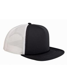 the black and white trucker hat is shown